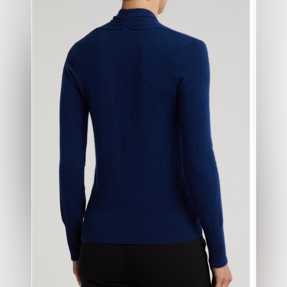 Sofia Cashmere faux wrap Navy Sweater - Picture 2 of 7